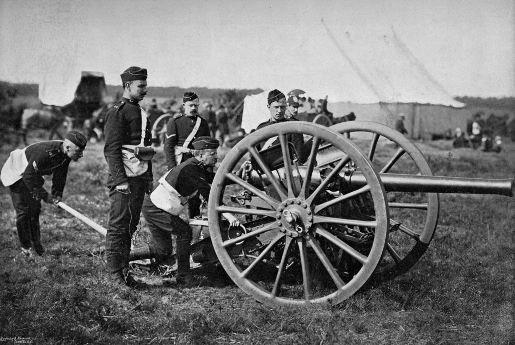 Detail of Gunners of field artillery drilling with a 12 pounder by Gregory & Co