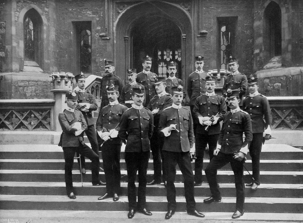 Detail of Officers of the 1st Suffolk Regiment at the Tower of London by WW Rouch