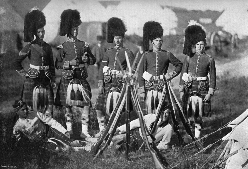 Detail of A camp guard of the Seaforth Highlanders at the New Forest manoeuvres, Hampshire by Gregory & Co