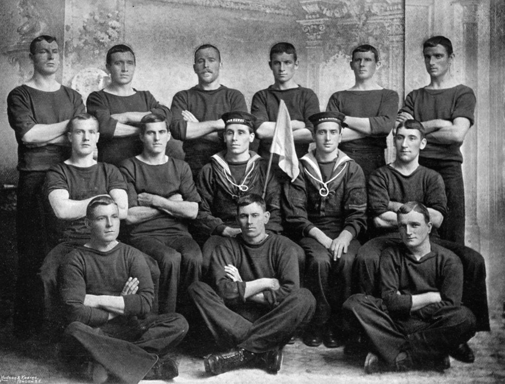 Detail of The champion duty boat crew of HMS Hawke by R Ellis