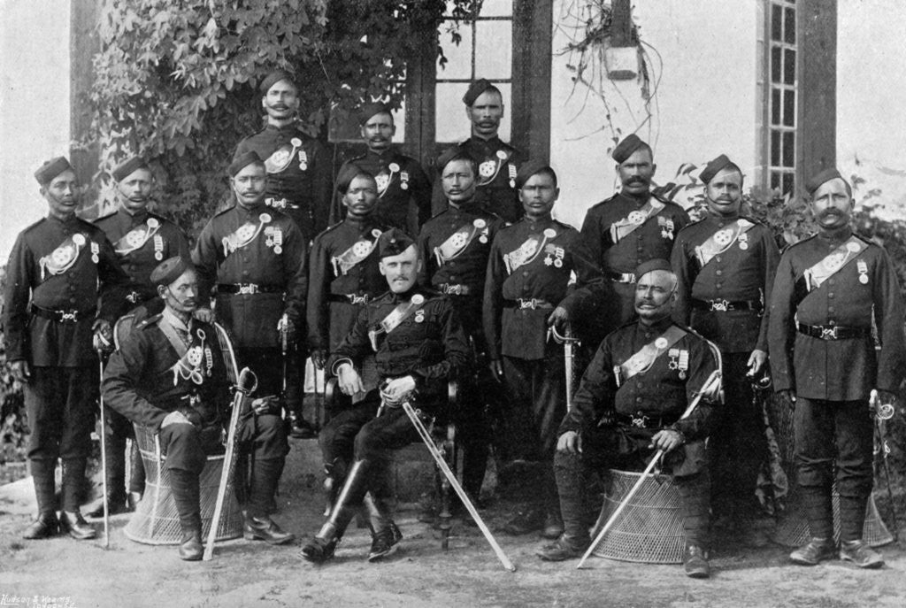 Detail of Native officers of the 44th Gurkhas, Indian army by Bourne & Shepherd