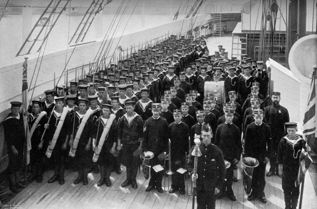 Detail of A marching out battalion parade on board the training ship HMS Lion by WM Crockett