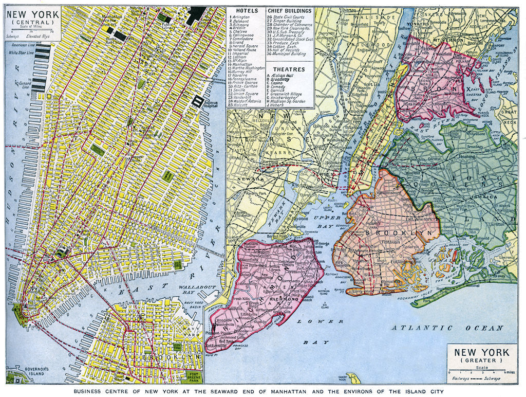 Detail of Map of New York City, USA by Anonymous