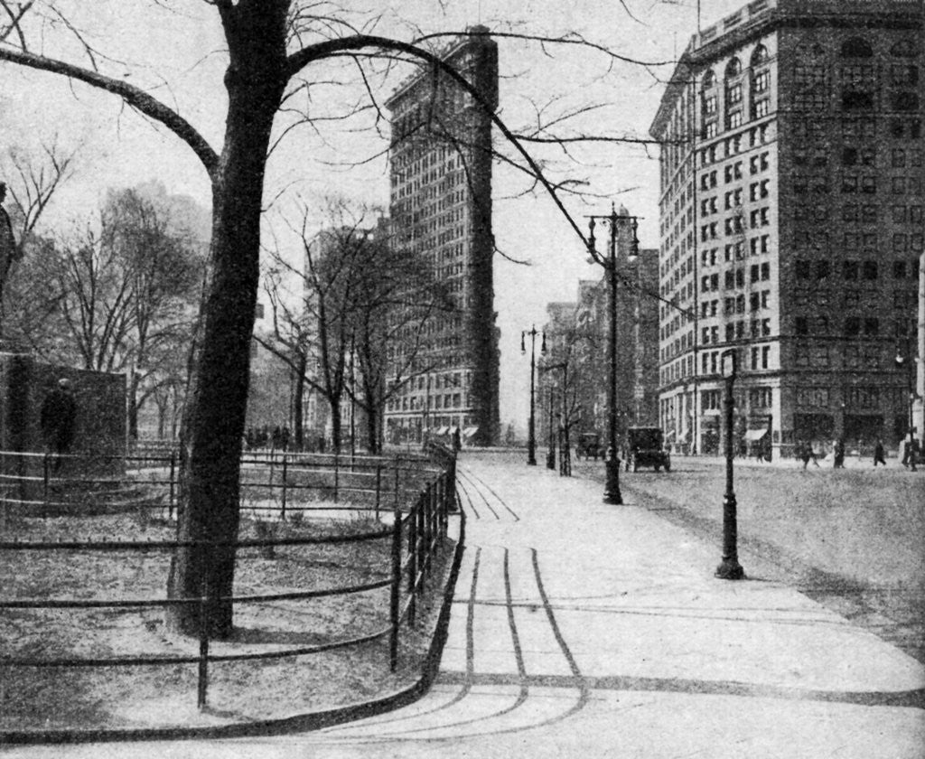 Detail of Flatiron Building and Madison Square, New York City, USA by Ewing Galloway