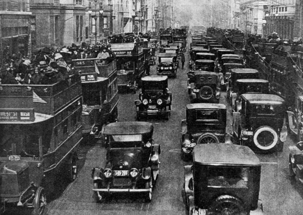 Detail of Traffic on 5th Avenue as seen from a control tower, New York City, USA by Ewing Galloway