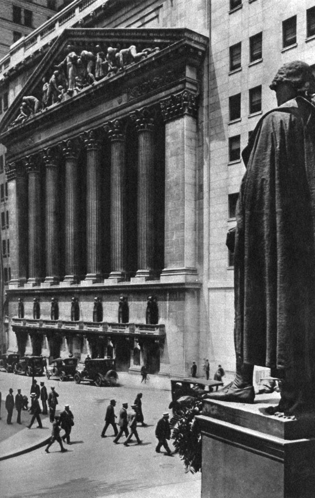 Detail of New York Stock Exchange, New York City, USA by Ewing Galloway