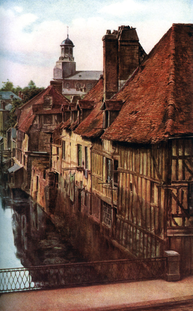 Detail of Timber houses by the Pont de Caen in Caudebec-en-Caux, Normandy, France by Anonymous
