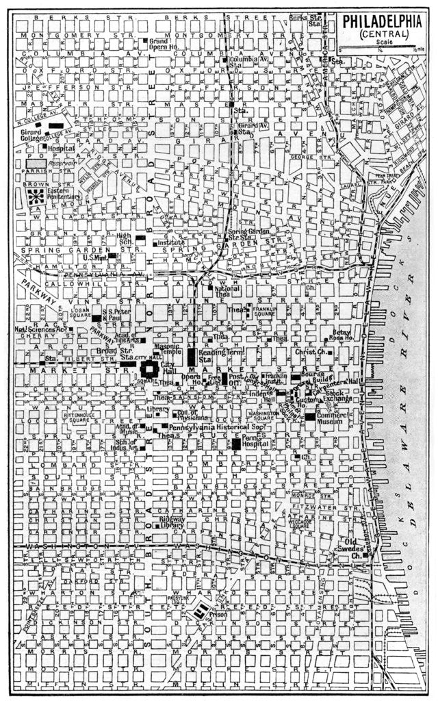 Detail of Map of central Philadelphia, Pennsylvania, USA by Anonymous