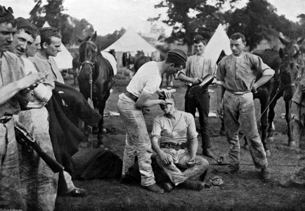 Detail of Cavalrymen preparing for Sunday parade by Knight