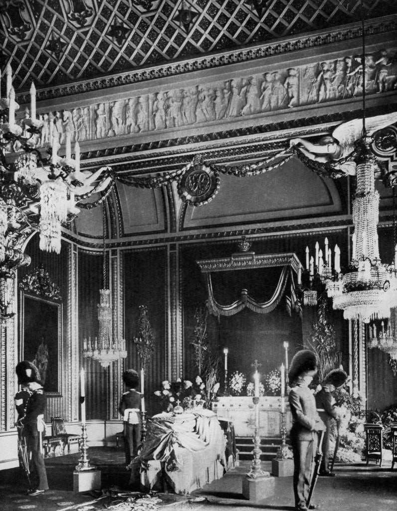 Detail of Edward VII lying in state, Throne Room, Buckingham Palace, London by Anonymous