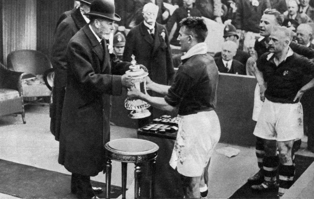 Detail of King George V presenting the FA Cup, Wembley Stadium, London by Fox