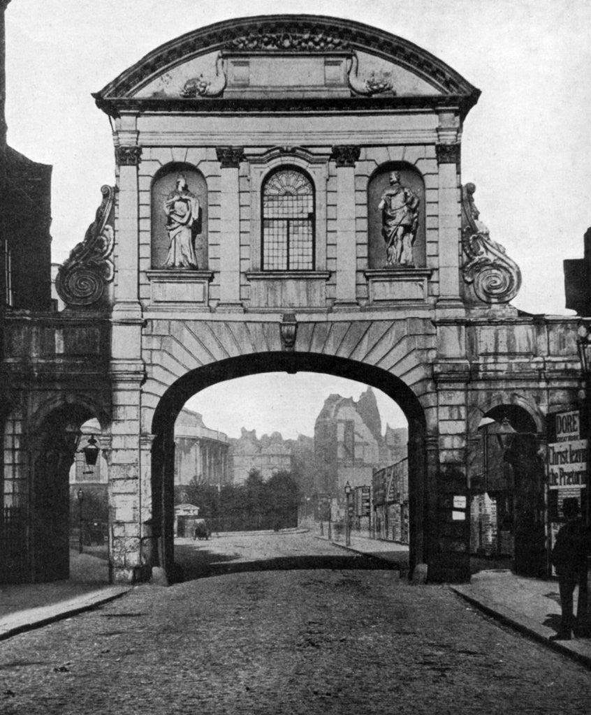 Detail of Temple Bar archway, at the Stand end of Fleet Street, London by Anonymous