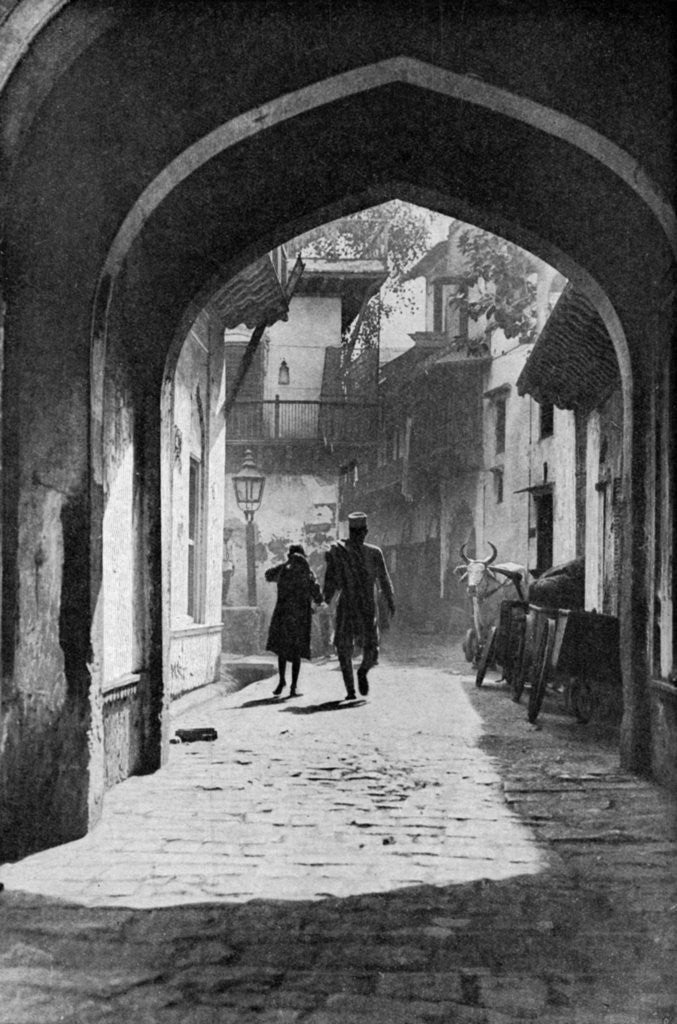 Detail of The bazaar of Lucknow, India by Anonymous