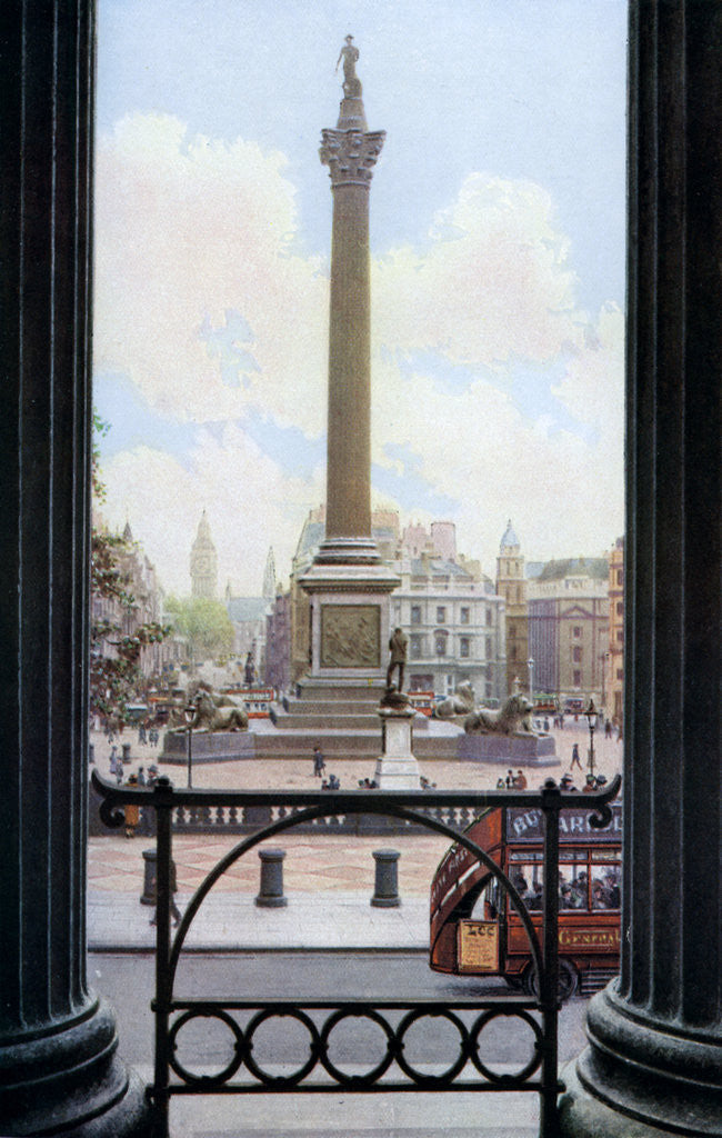 Detail of Nelson's Column and Trafalgar Square from the terrace of the National Gallery, London by Spencer Arnold