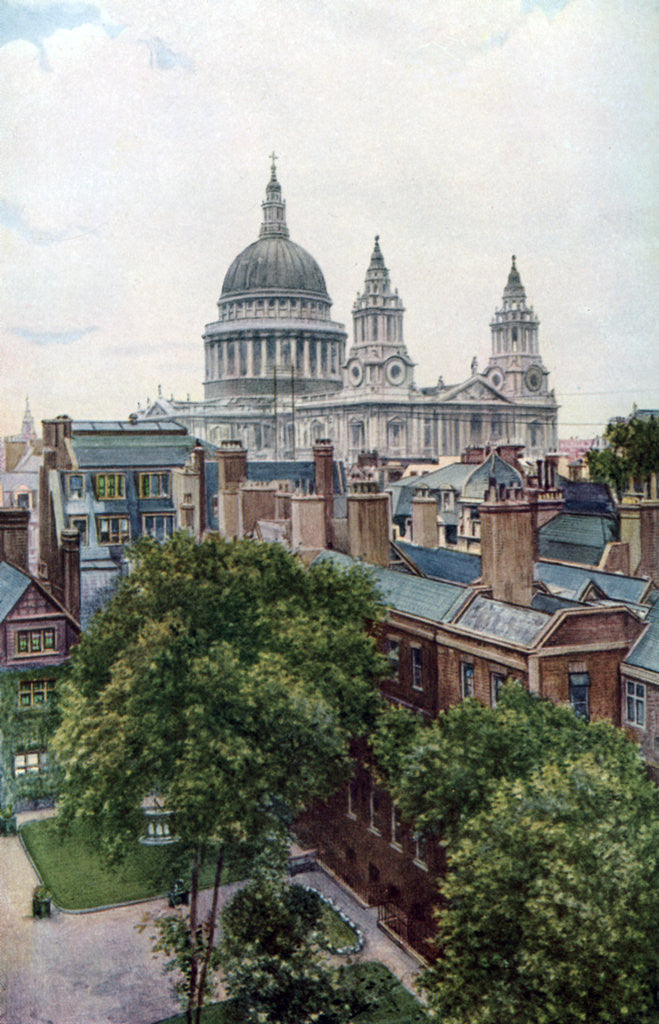 Detail of View from the Old Bailey towards St Paul's Cathedral, London by WS Campbell