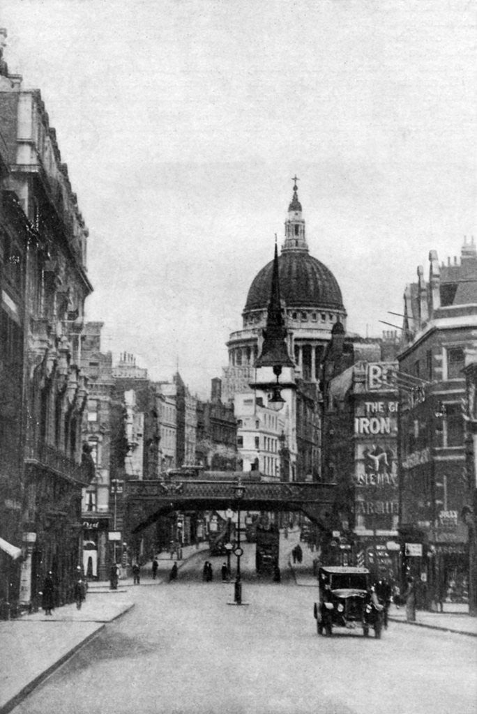 Detail of St Paul's Cathedral from Fleet Street on a Sunday, London by Anonymous