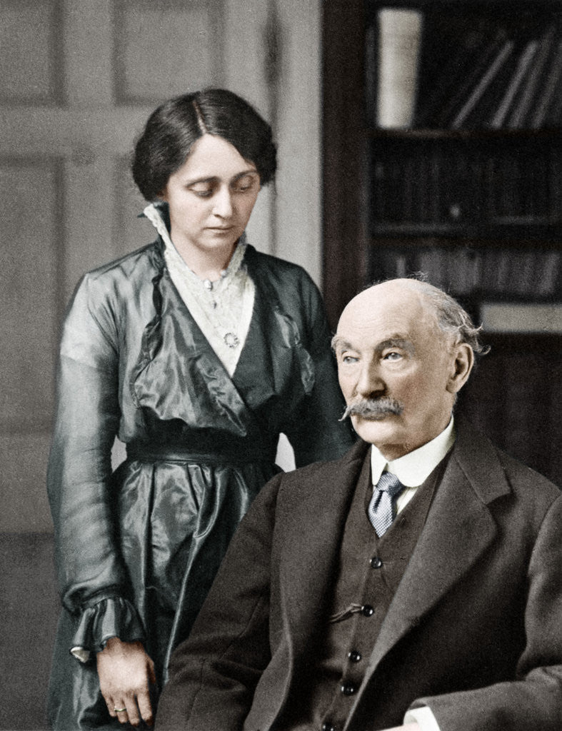 Detail of Thomas Hardy, English poet, novelist and dramatist with his second wife, Florence by Anonymous