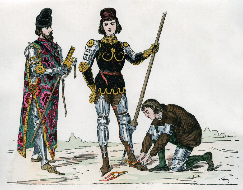 Detail of Prince, squire and valet by Anonymous