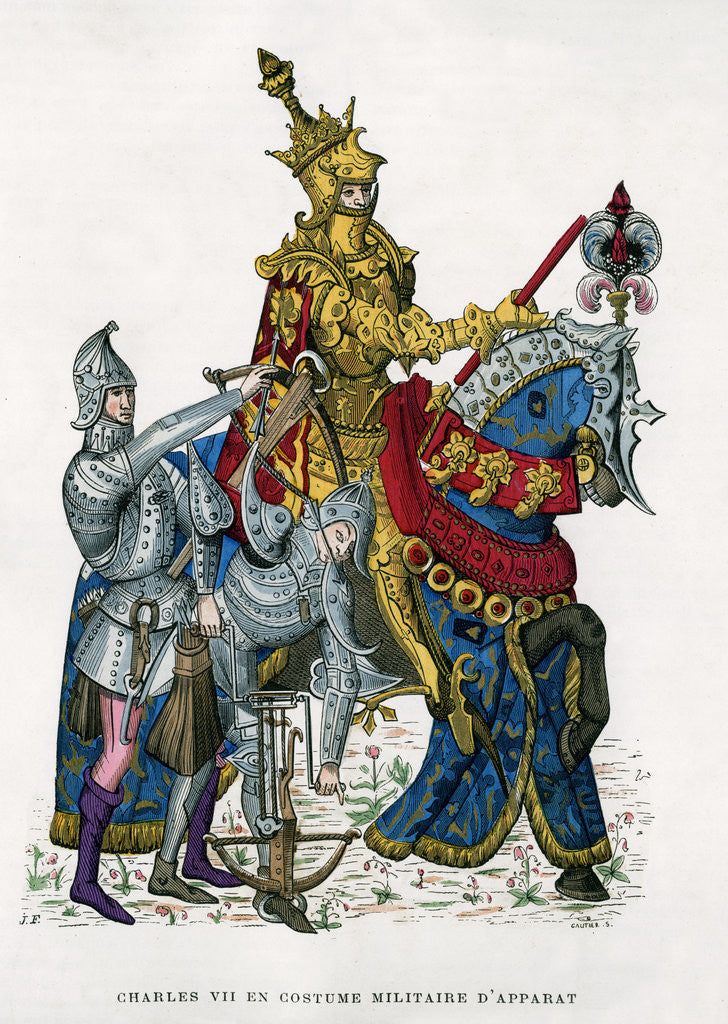 Detail of Charles VII, King of France, on horseback in full armour by Gautier