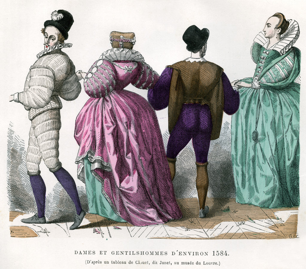 Detail of Ladies and gentlemen from about 1584 by Anonymous