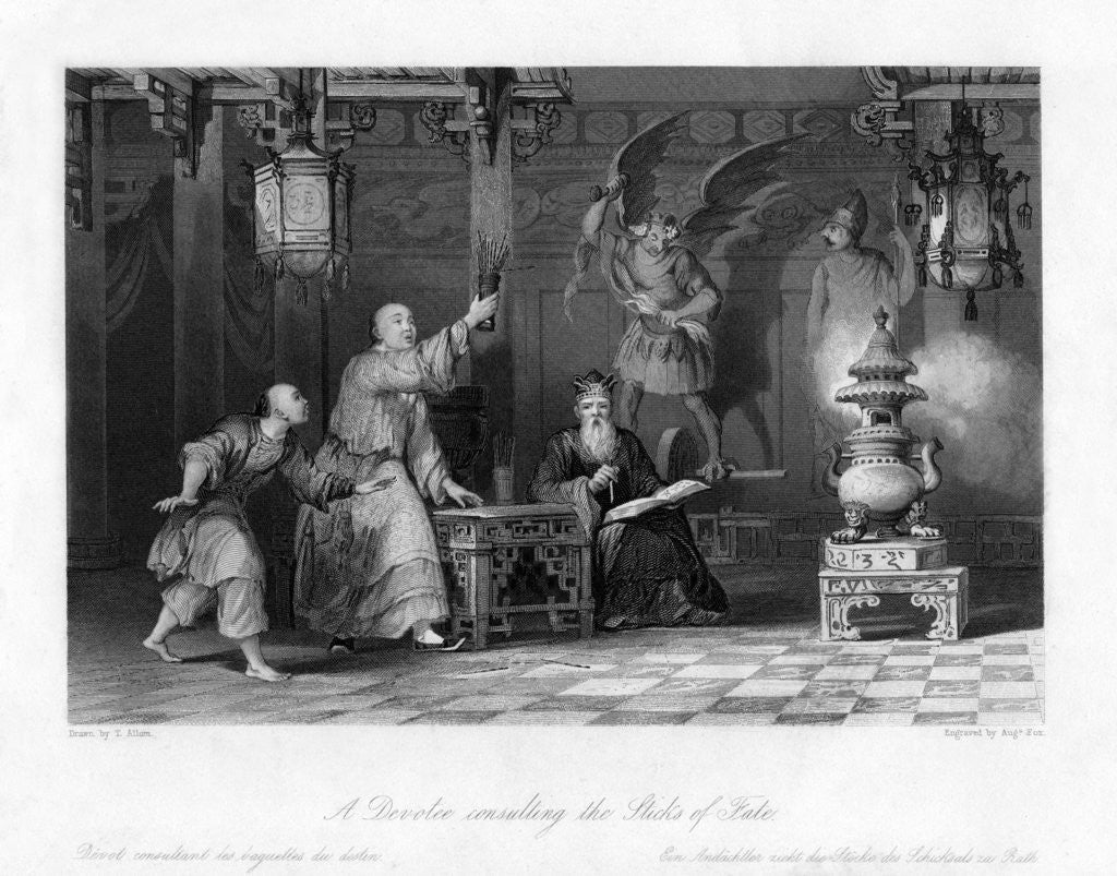 Detail of A Devotee Consulting the Sticks of Fate by A Fox