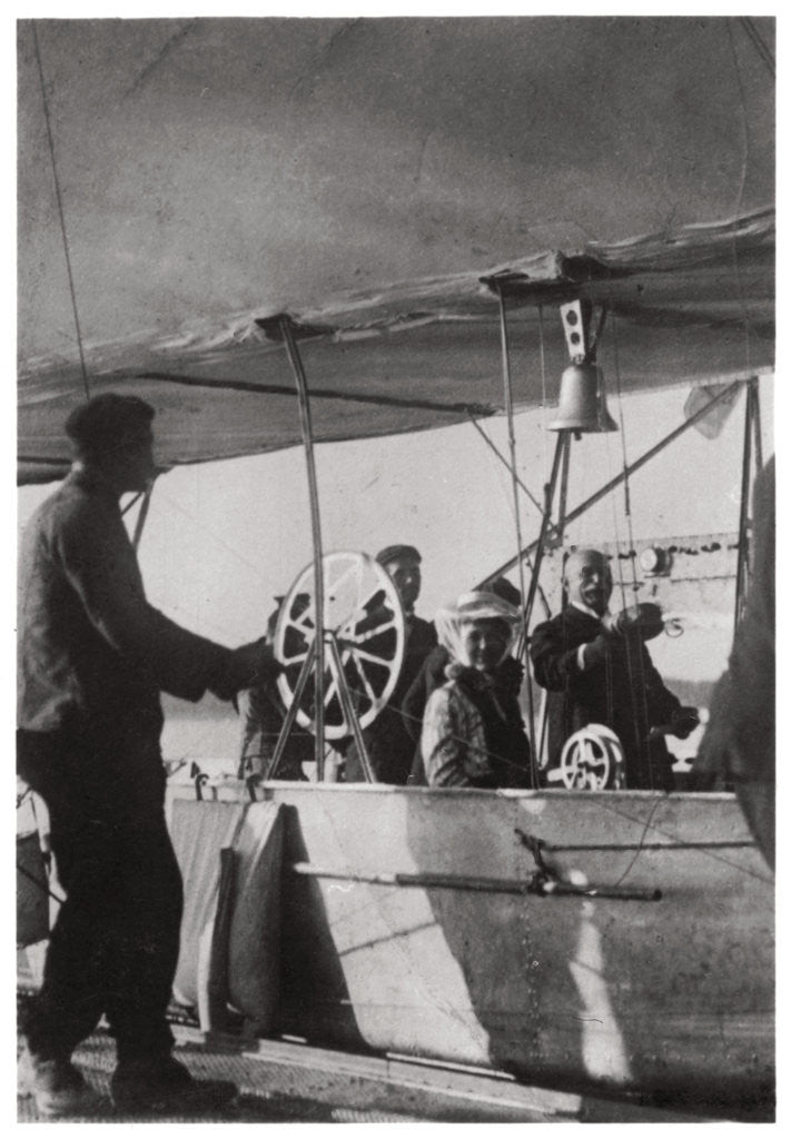 Detail of Count Zeppelin with his daughter in the gondola of Zeppelin LZ3, Germany by Anonymous