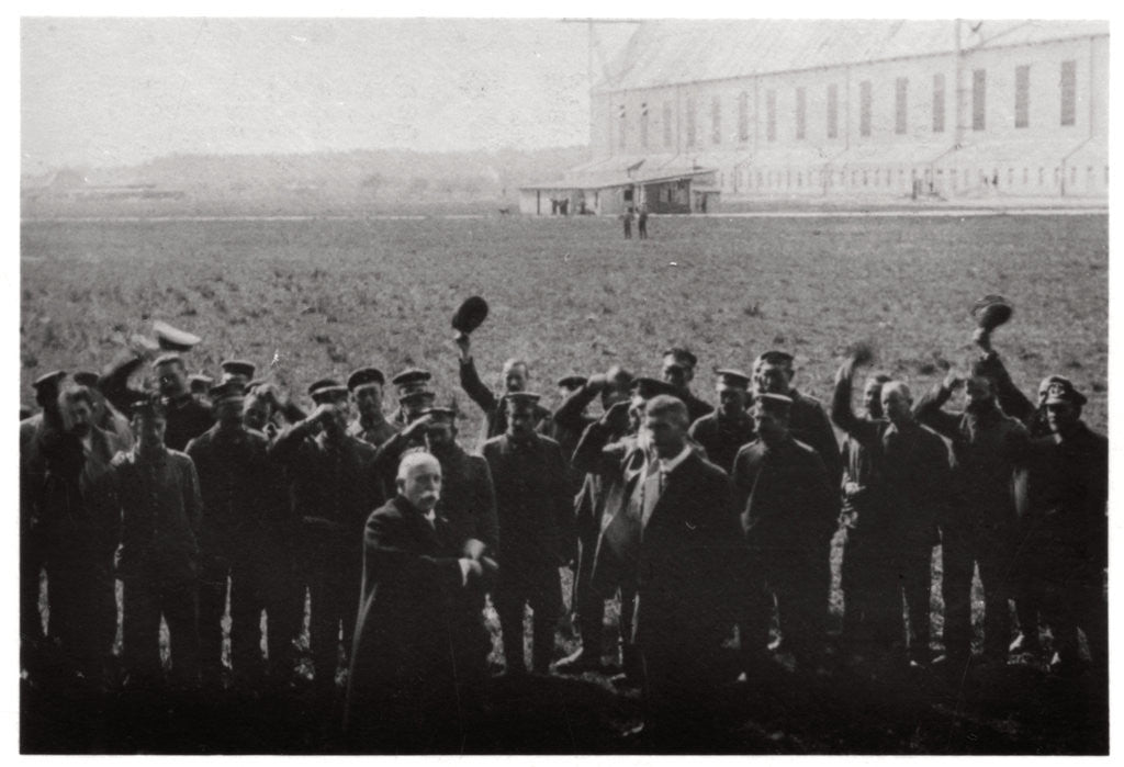Detail of Count  Zeppelin saluted by members of the naval airship fleet, Germany by Anonymous