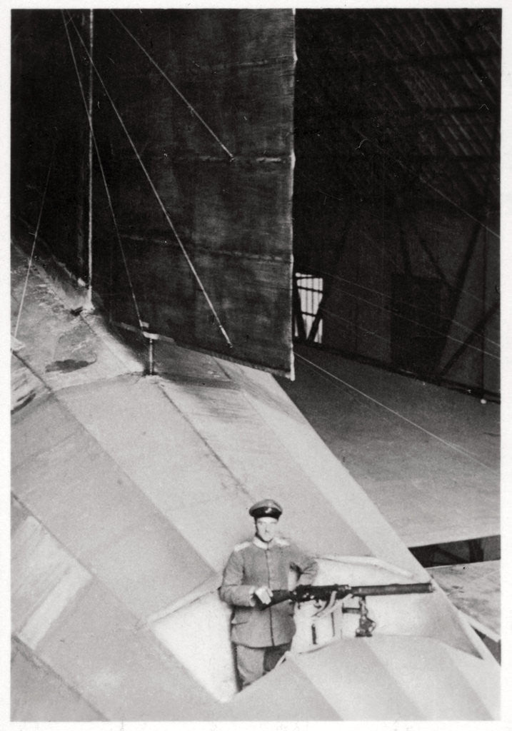 Detail of Tail gunner of a German army Zeppelin airship, World War I by Anonymous
