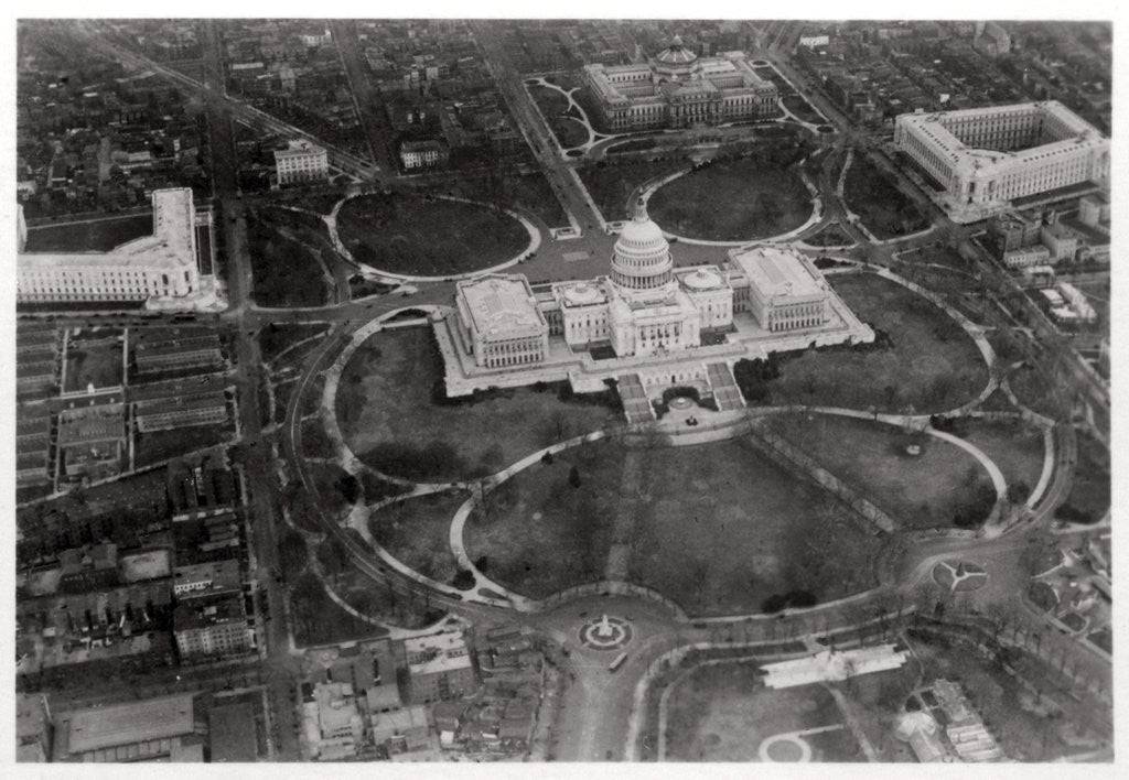 Detail of Aerial view of the Capitol, Washington DC, USA, from a Zeppelin by Anonymous