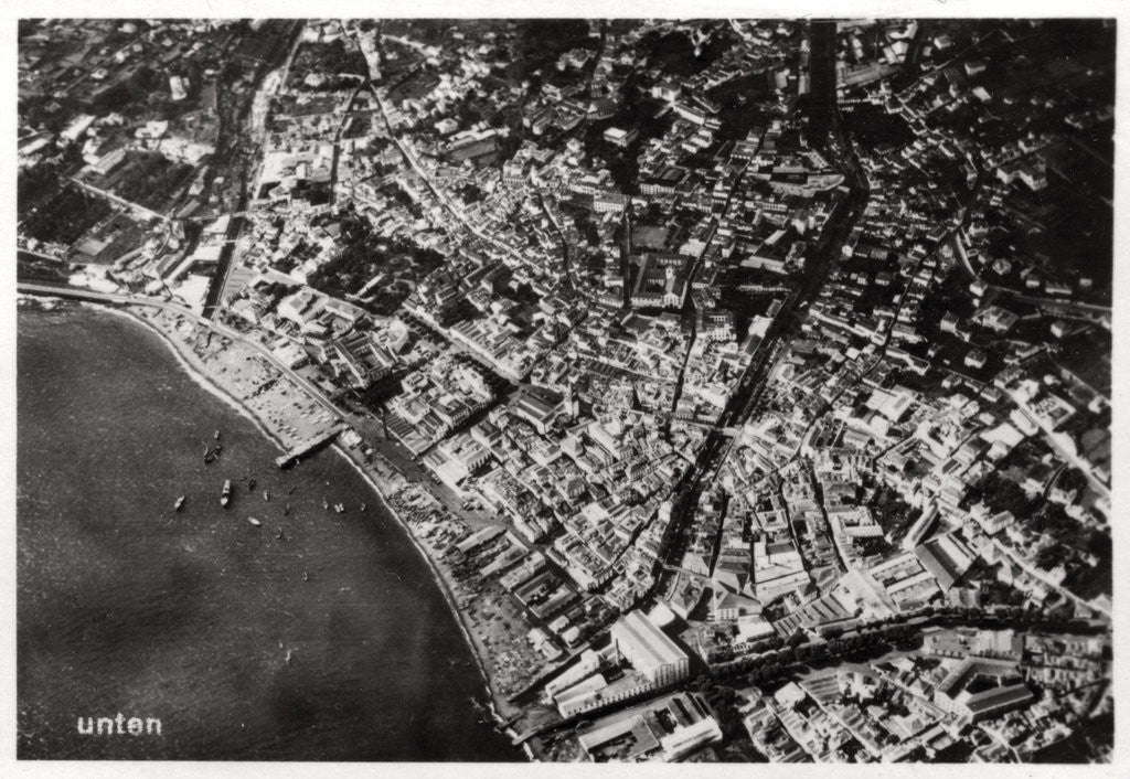 Detail of Aerial view of Funchal, Madeira, from a Zeppelin by Anonymous