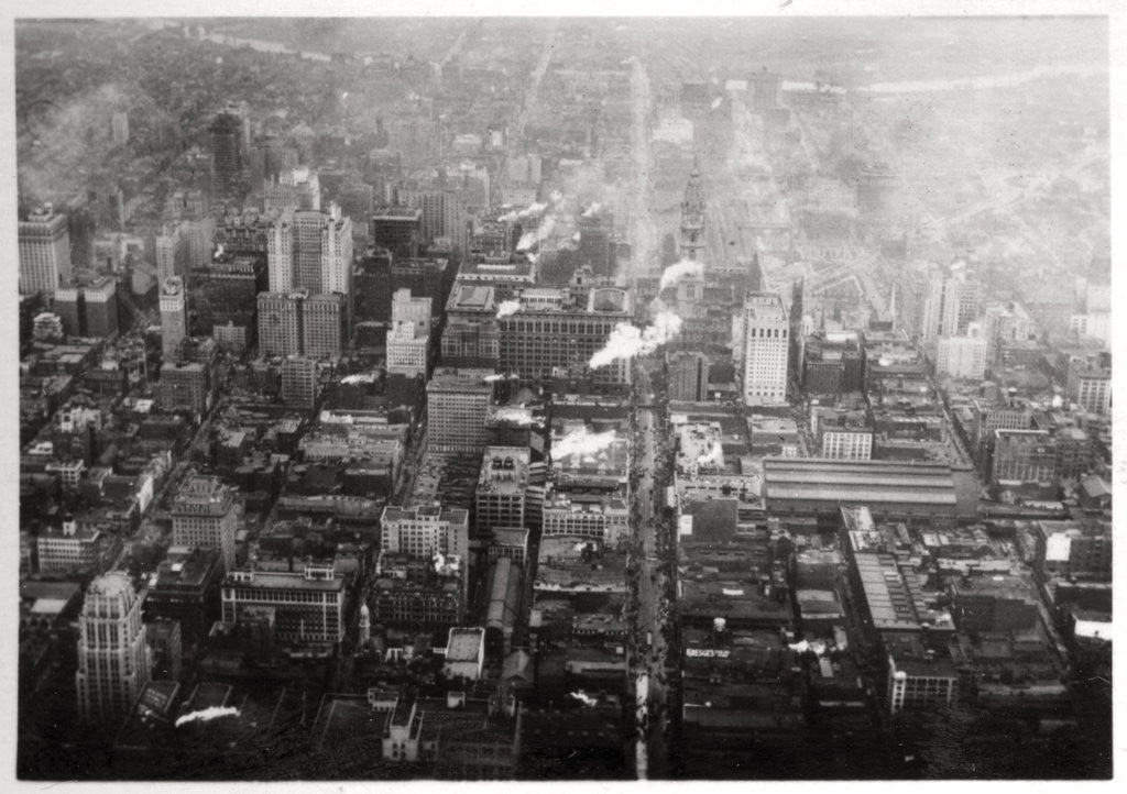 Detail of Aerial view of Philadelphia, Pennsylvania, USA, from a Zeppelin by Anonymous