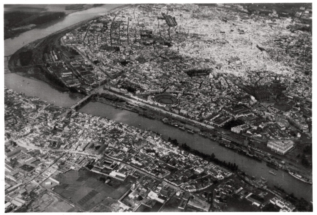 Detail of Aerial view of Seville, Spain, from a Zeppelin by Anonymous