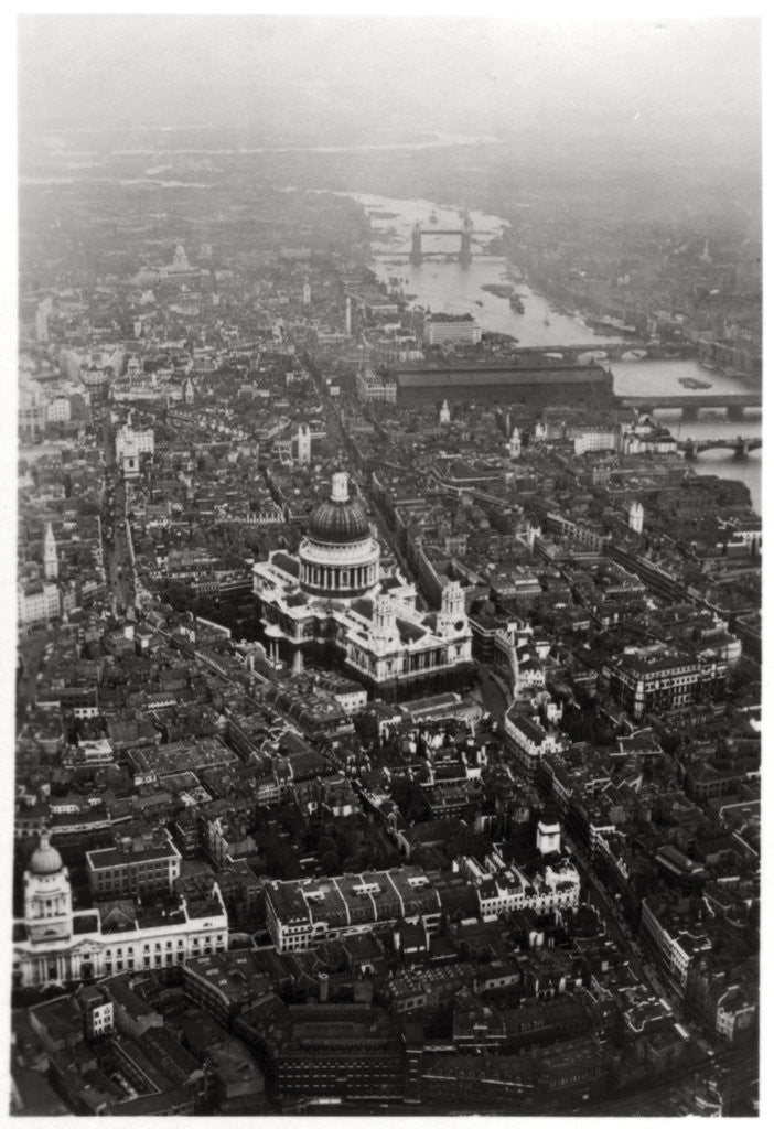 Detail of Aerial view of St Paul's Cathedral, London, from a Zeppelin by Anonymous