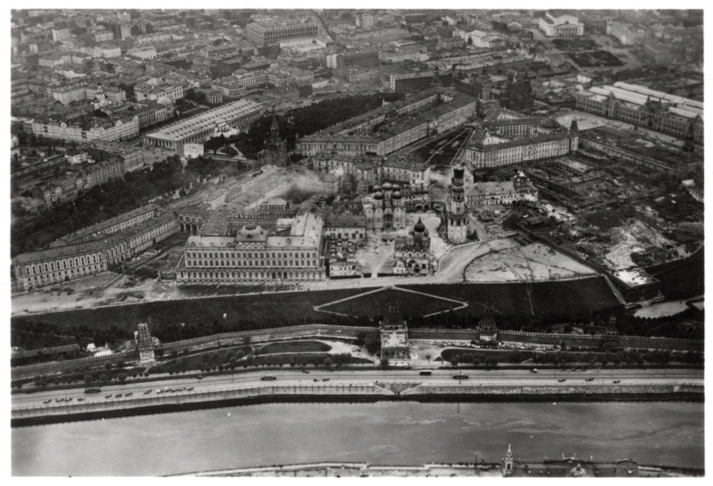 Detail of Aerial view of the Kremlin, Moscow, USSR, from a Zeppelin by Anonymous