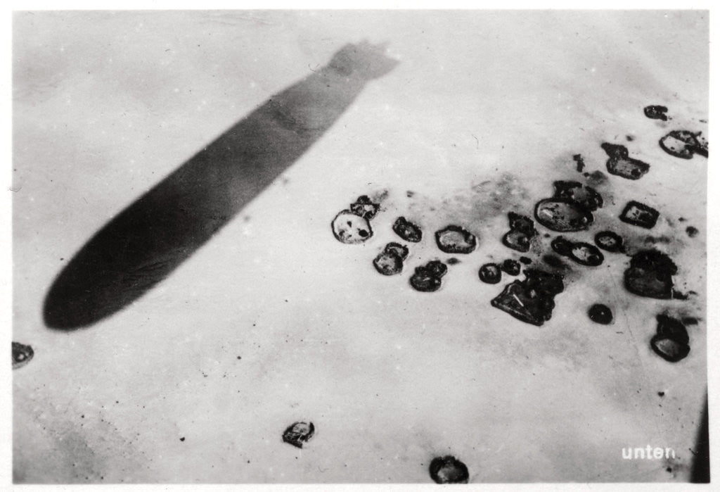 Detail of Aerial view of a desert settlement, with a shadow cast by a Zeppelin by Anonymous