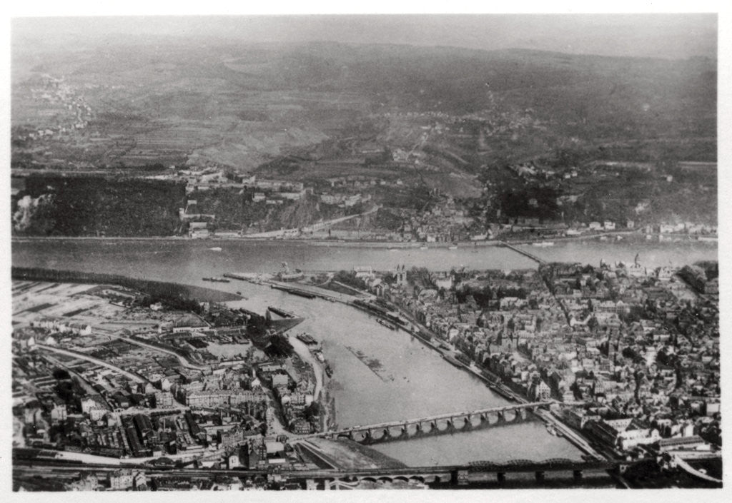 Detail of Aerial view of Koblenz, Rhine-Palantinate, Germany, from a Zeppelin by Anonymous