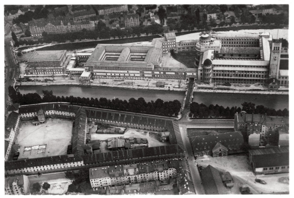 Detail of Aerial view of the Deutsches Museum, Munich, Germany, from a Zeppelin by Anonymous