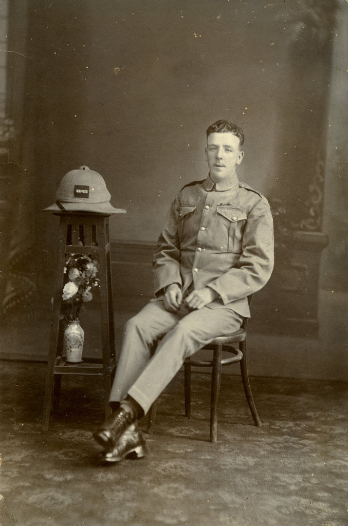 Detail of Studio portrait of a soldier of C Company, 2nd Battalion the King's Regiment, Iraq by Anonymous