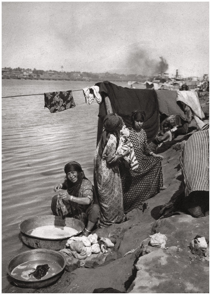 Detail of Washerwomen on the banks of the Tigris, Baghdad, Iraq by A Kerim
