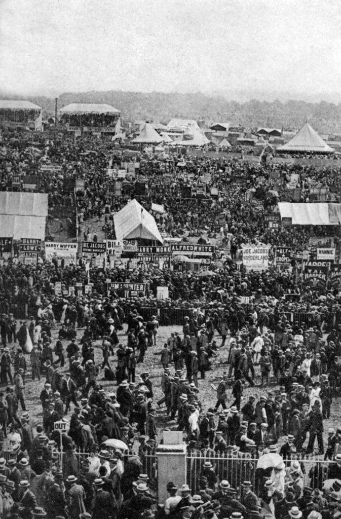 Detail of Crowds on Derby Day, Epsom Downs, Surrey by Horace Walter Nicholls