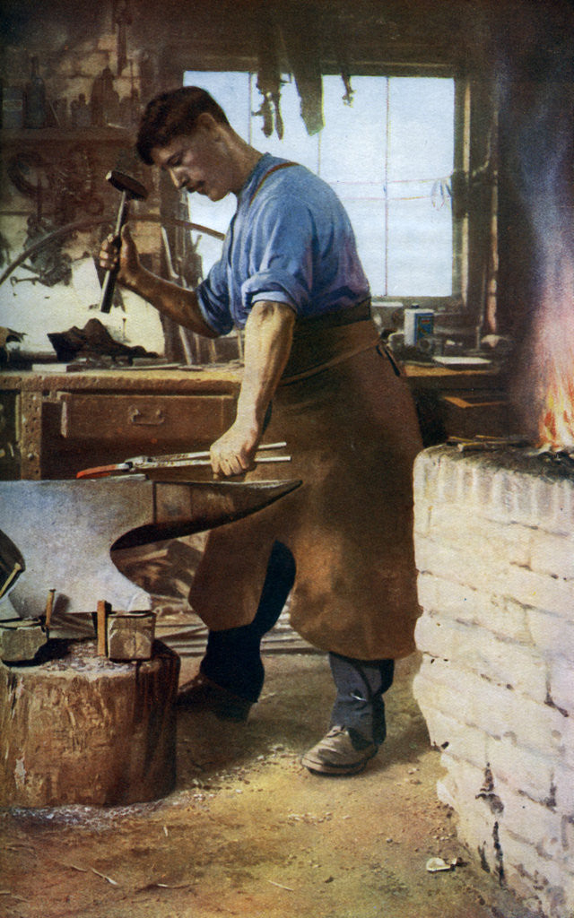 Detail of Blacksmith at work, England by Sidney H Nicholls
