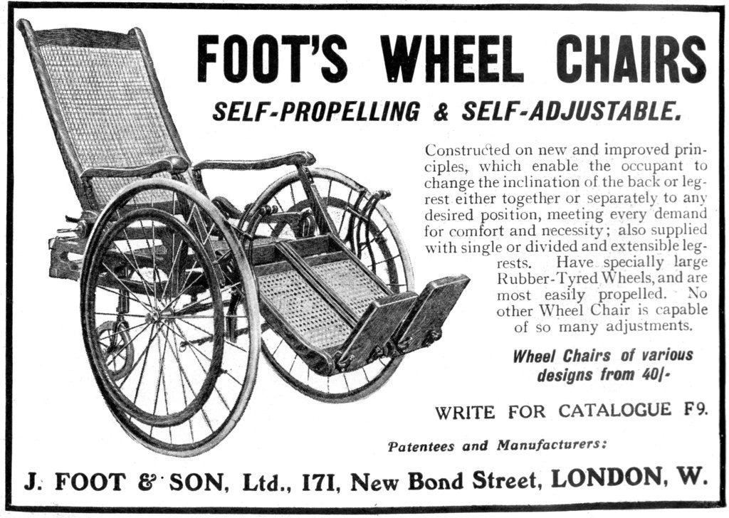 Detail of Advert for Foot's wheelchairs by Anonymous