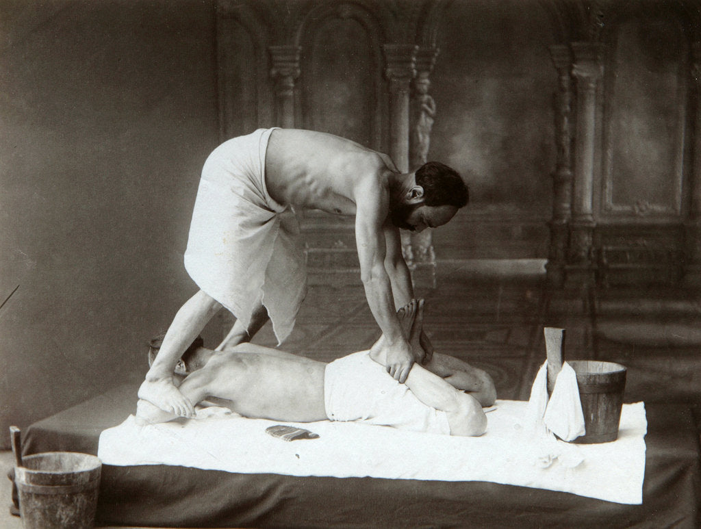 Detail of The Oriental bath. Massage, 1880s by Dmitri Ivanovich Yermakov