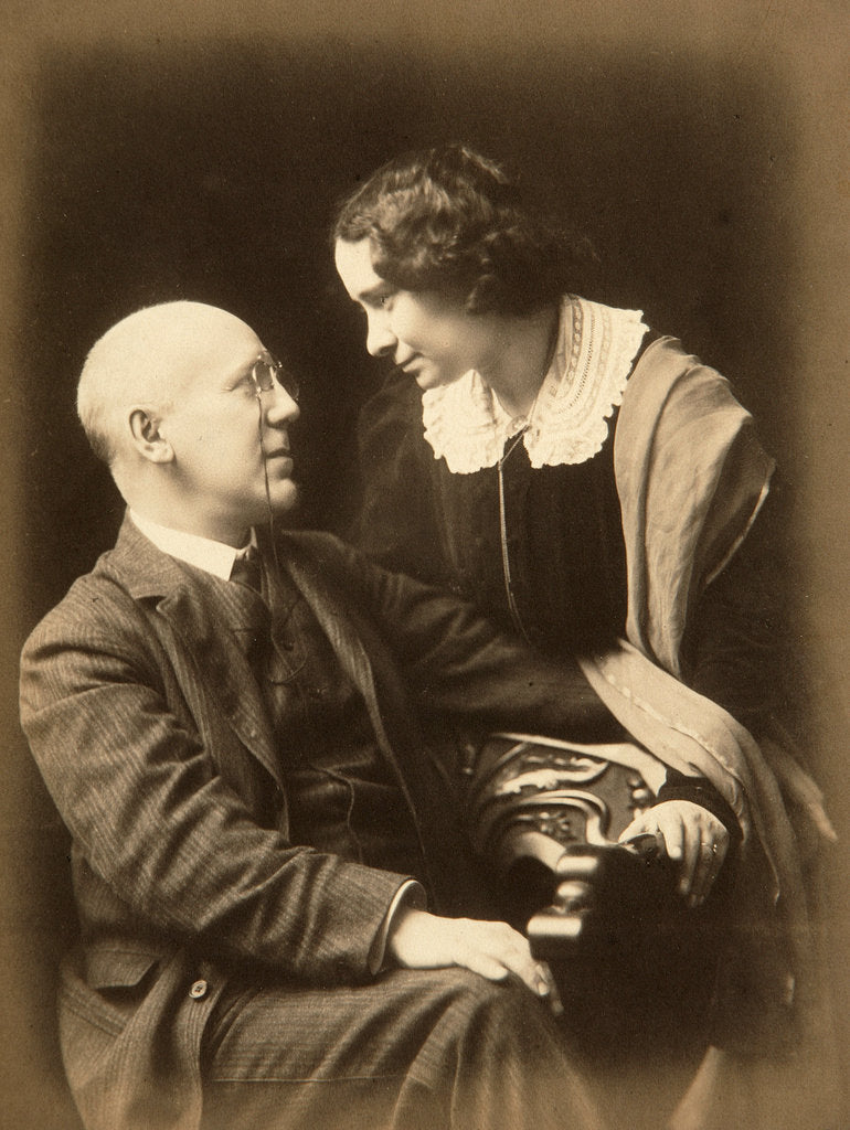 Detail of Fyodor Sologub, Russian poet, with his wife Anastasia, early 20th century. by Mikhail Leshchinsky