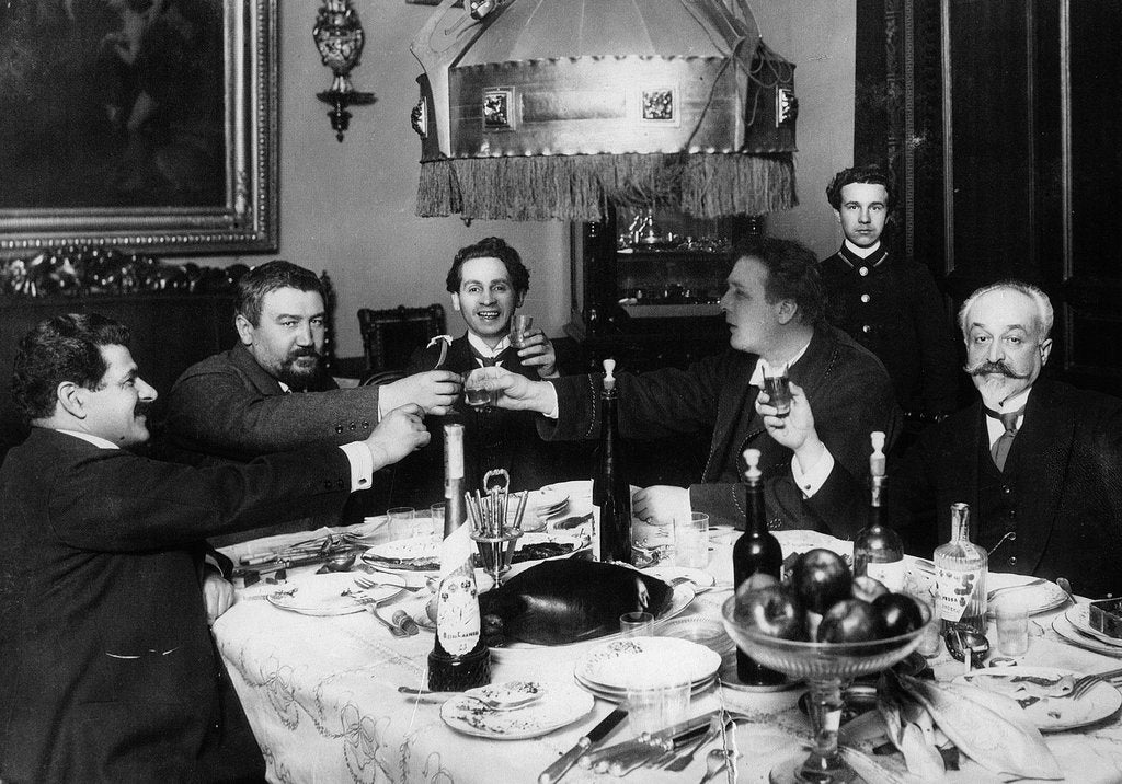 Detail of Russian author Alexander Kuprin with friends in Paris, 1930s. by Anonymous