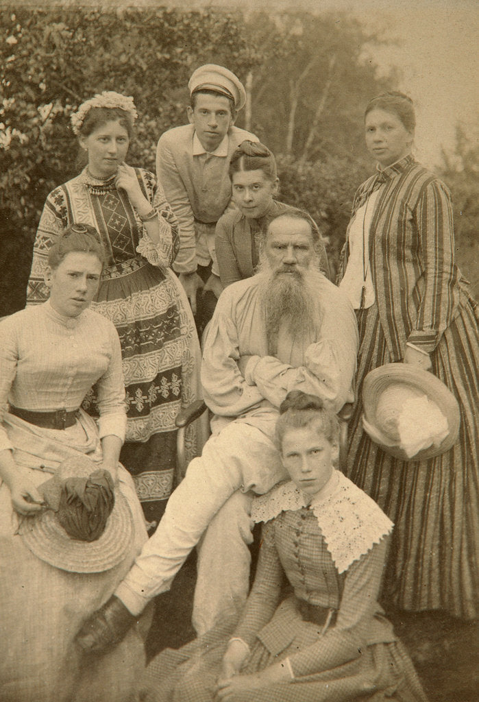 Detail of Russian author Leo Tolstoy with his family, Yasnaya Polyana, Russia, late 19th century(?). by Semyon Abamalek-Lazarev