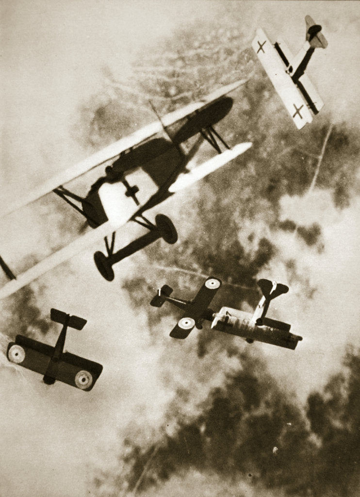 Detail of Dogfight between British and German aircraft, World War I, c1916-c1918 by Unknown