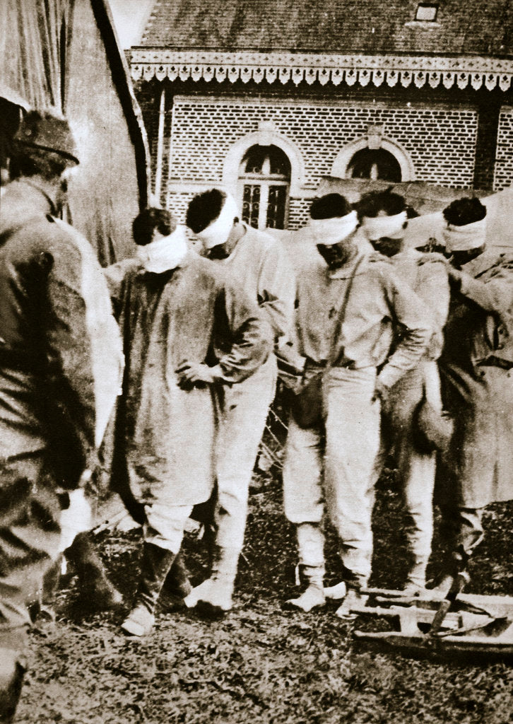 Detail of Allied victims of a poison gas, temporarily blinded, at a French hospital by Anonymous
