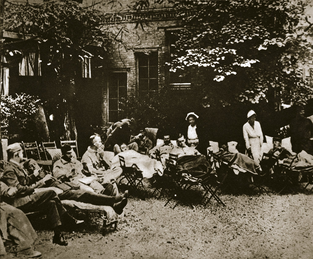 Detail of Injured soldiers recuperating at an American hospital in Paris, France, World War I, 1918 by Unknown