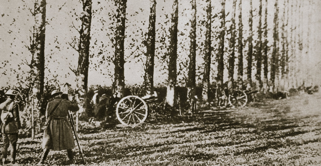 Detail of Filming the last shot fired before the Armistice, World War I, 11 November 1918 by Unknown